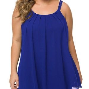 MANER Women's Plus Size Cami Casual Pleated